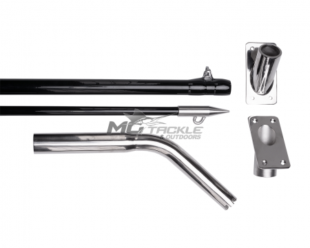 Hook Em Fishing Outrigger Poles w/ Bases & Rigging + Cover