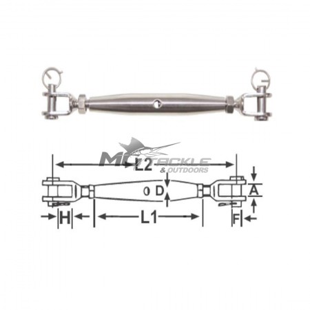 RWB Marine S/S Rigging Screw Jaw & Jaw