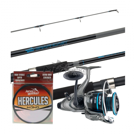Jarvis Walker Graphcast & Havoc Baitfeeder Spin Combo w/ Hercules Mono Line
