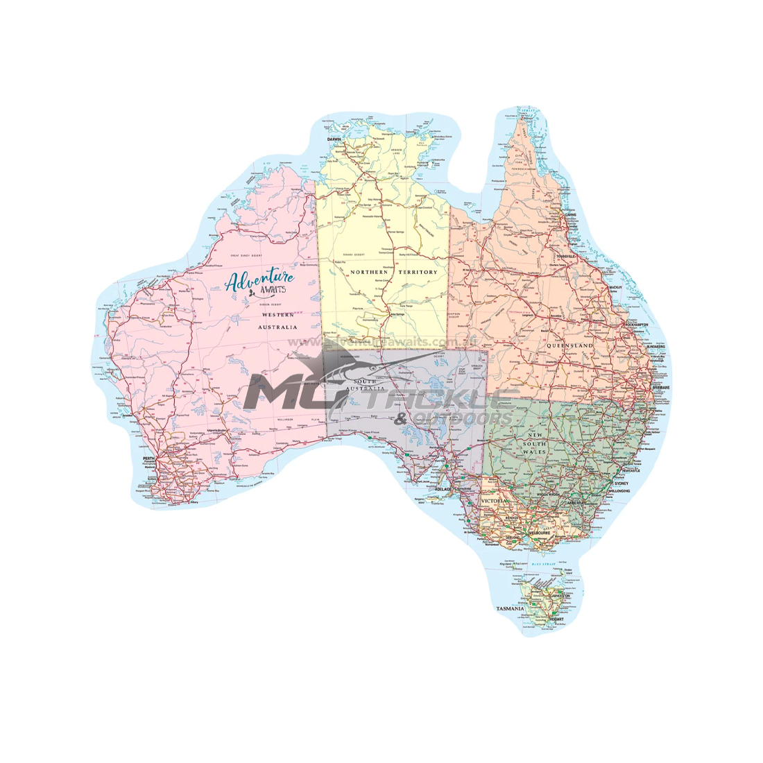Adventure Awaits Map Of Australia Sticker | MoTackle & Outdoors