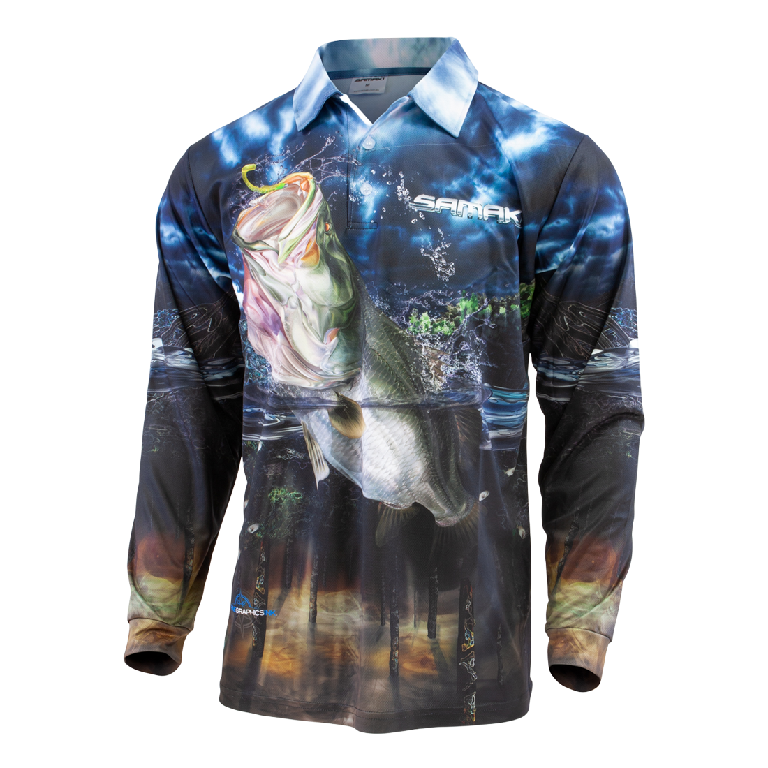 Samaki Manic Jack Long Sleeve Adult Fishing Shirt Size 5XL