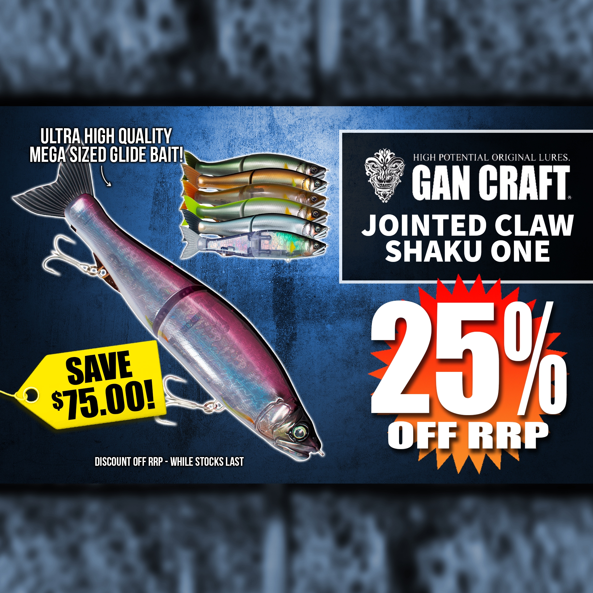 25% off GAN CRAFT JOINTED CLAW SHAKU ONE LURE