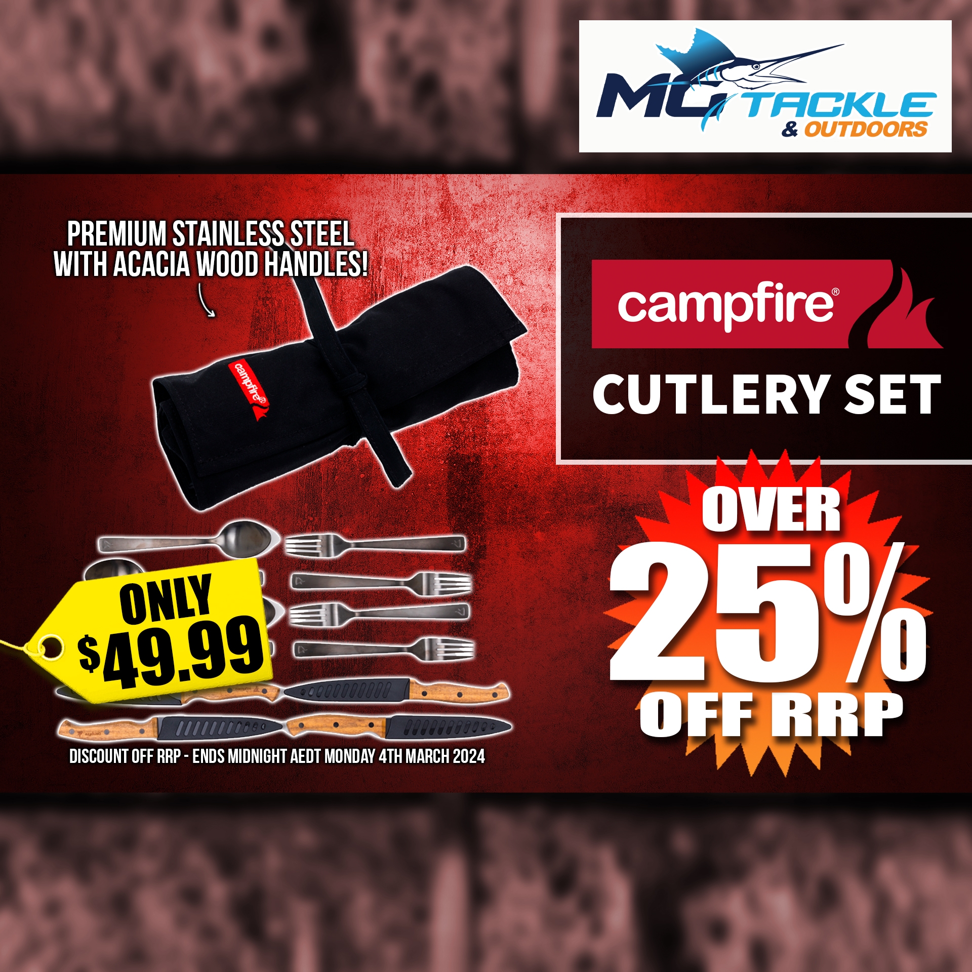 Over 25% off CAMPFIRE CUTLERY SET