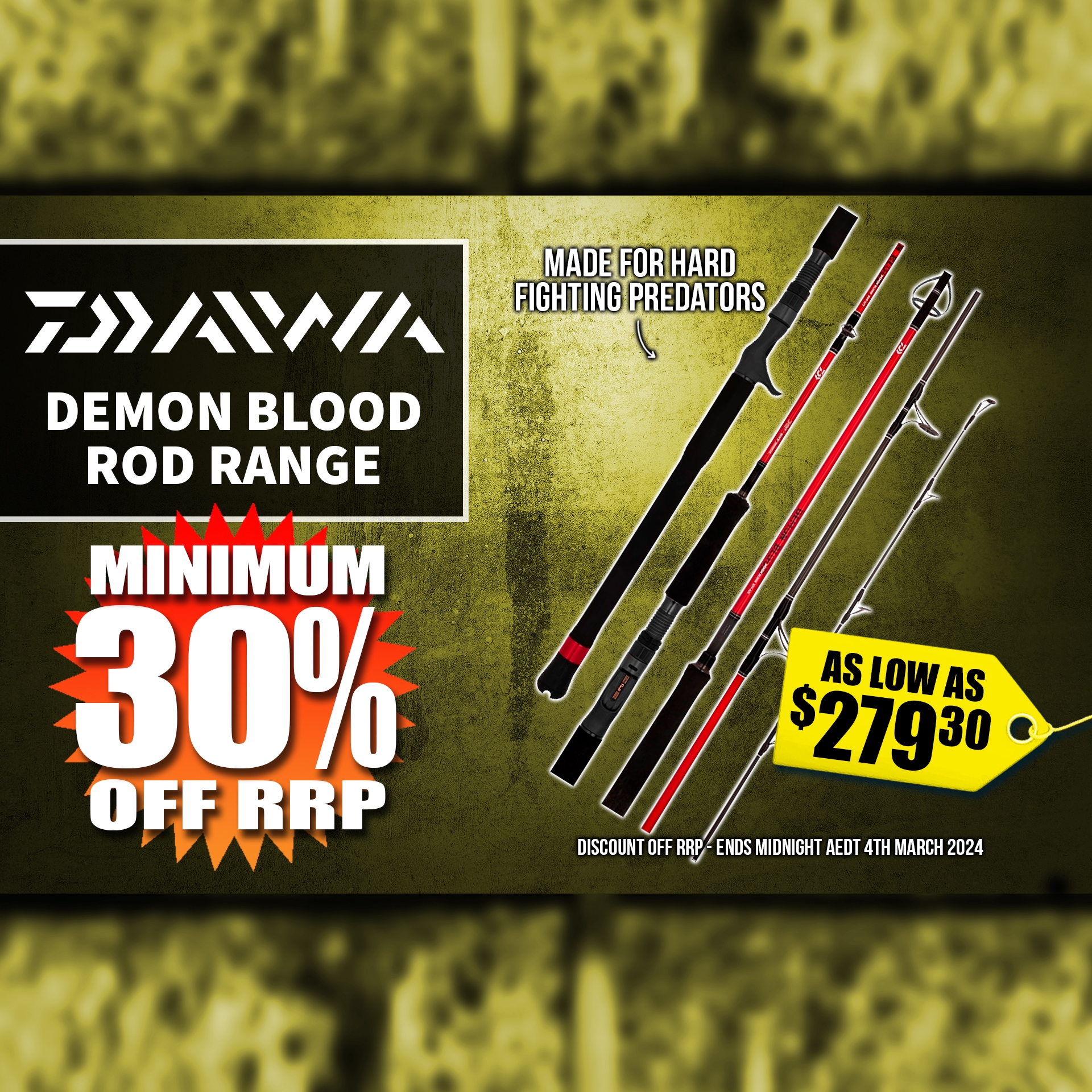 30% Daiwa Demon Blood Rod Range