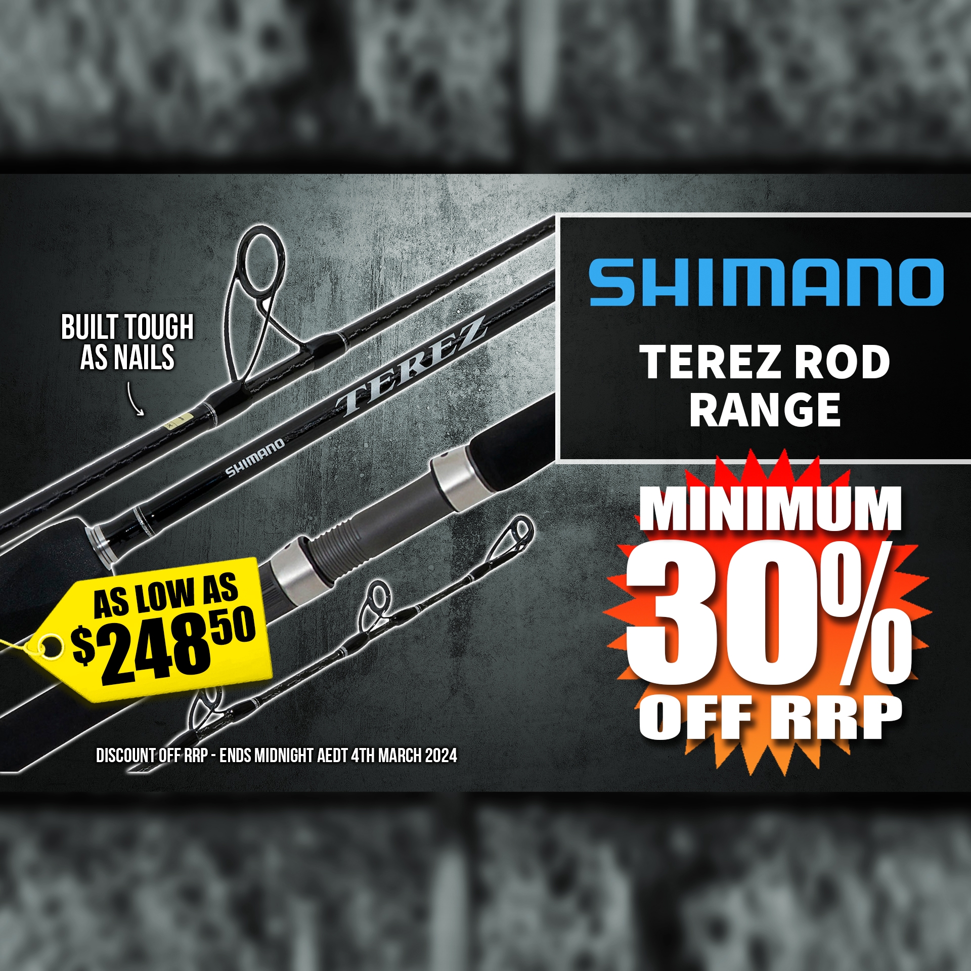30% off Shimano Terez Rod Range