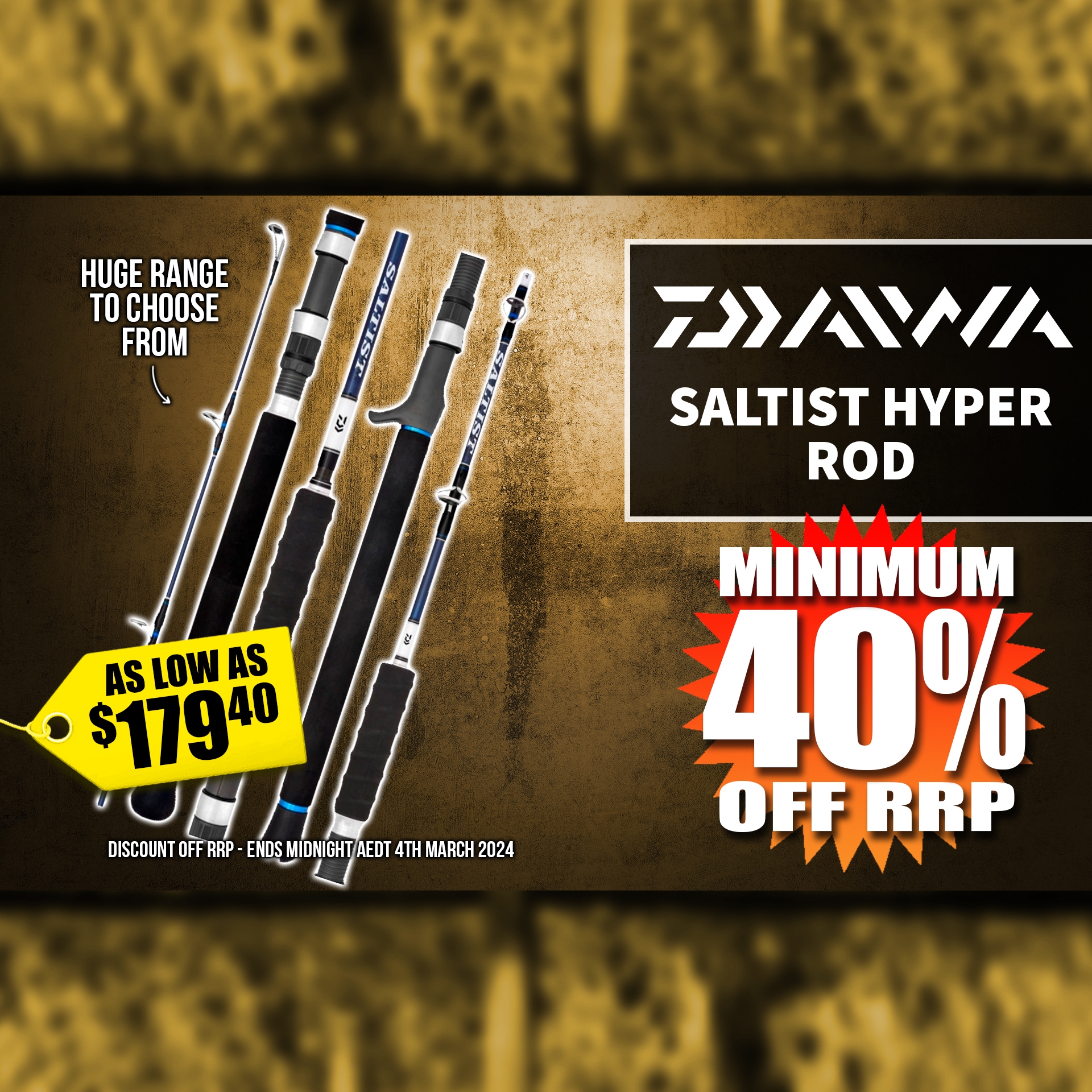 40% off Daiwa Saltist Hyper Rod Range