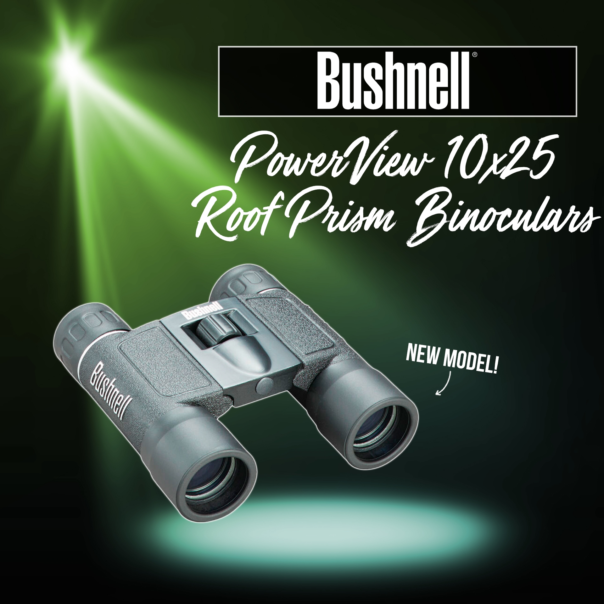 New - Bushnell PowerView 10x25 Roof Prism Binoculars