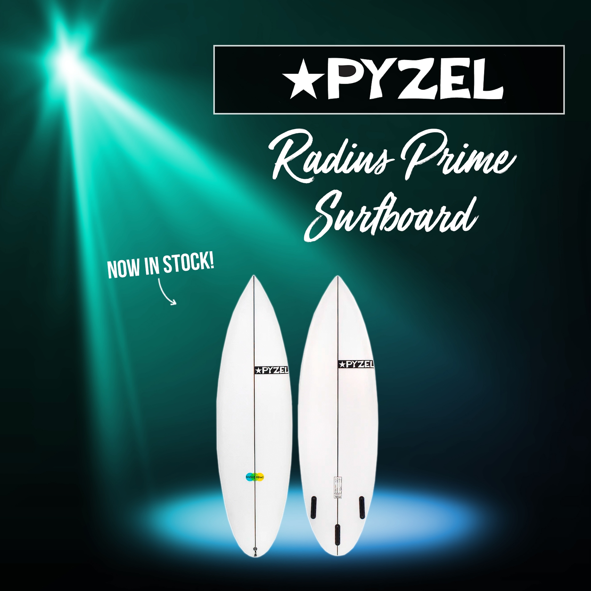 New - PYZEL RADIUS PRIME SURFBOARD - FUTURES FINS