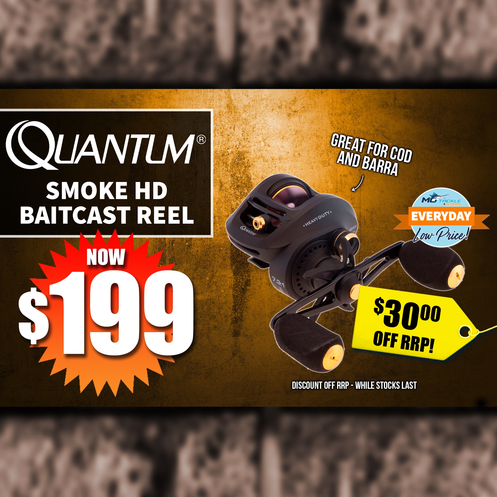 Quantum Smoke Heavy Duty Baitcast Reel $199