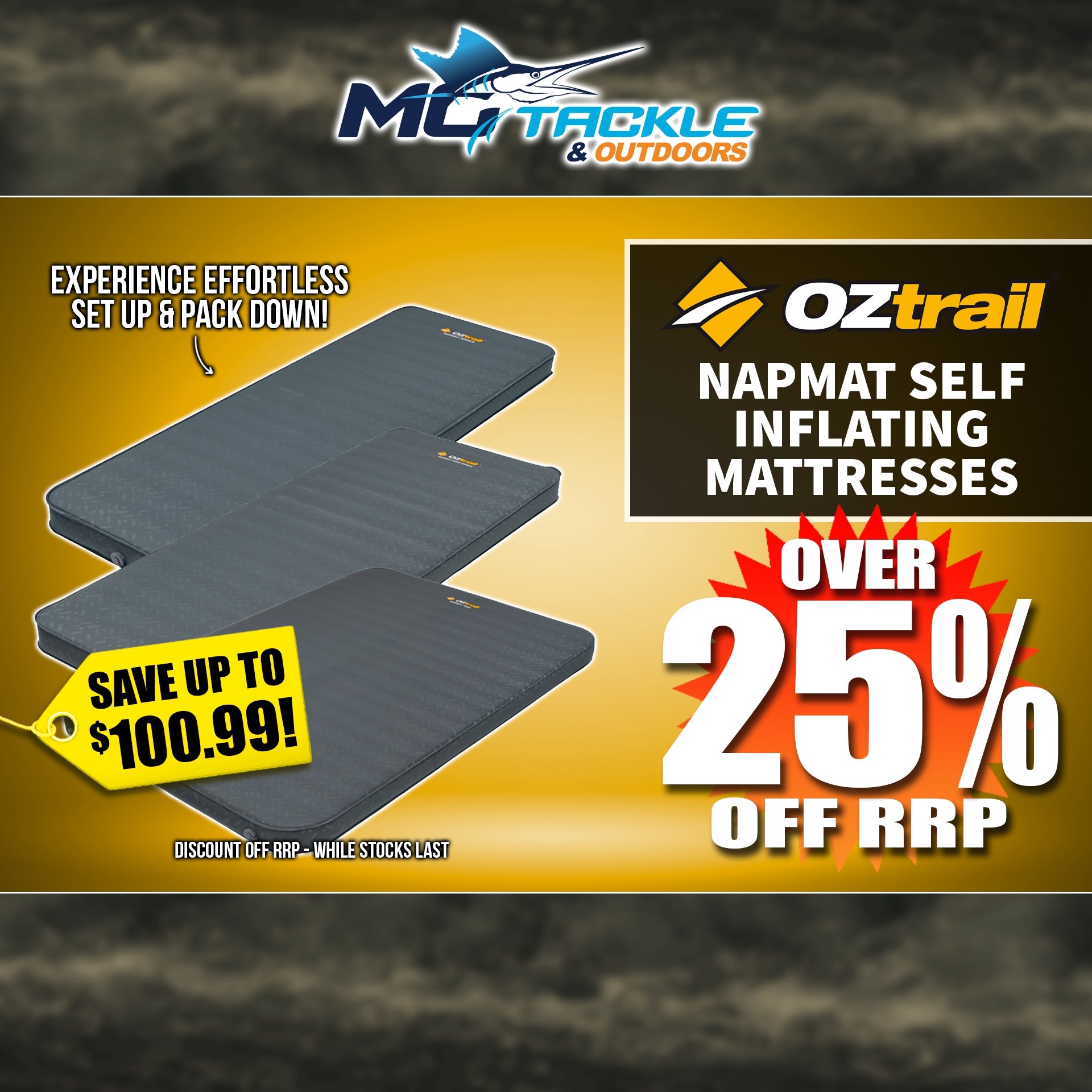 Over 25% off OZTRAIL NAPMAT SELF INFLATING MATTRESS