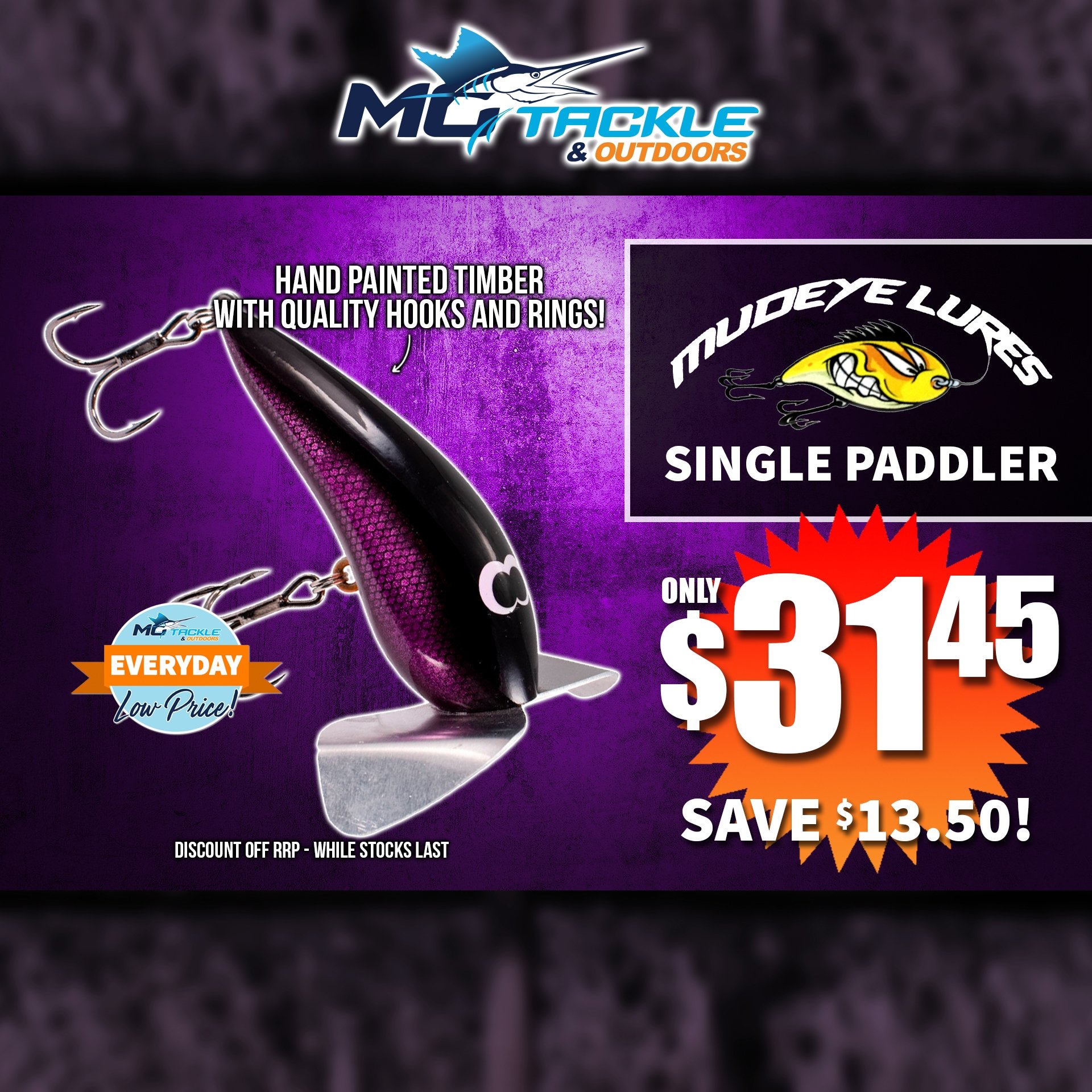 Mudeye Lures Single Paddler only $31.45