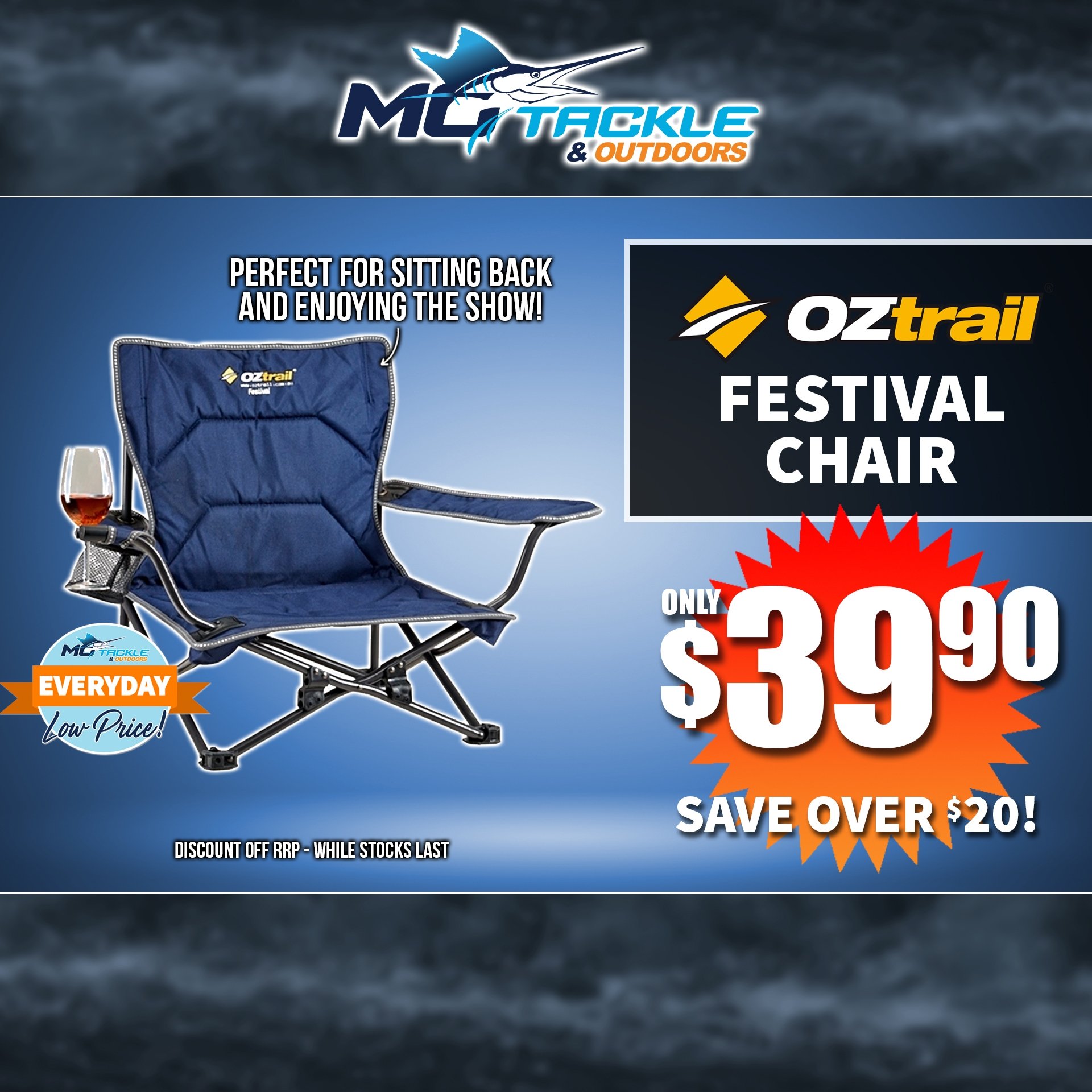 OZTRAIL FESTIVAL CHAIR only $39.90