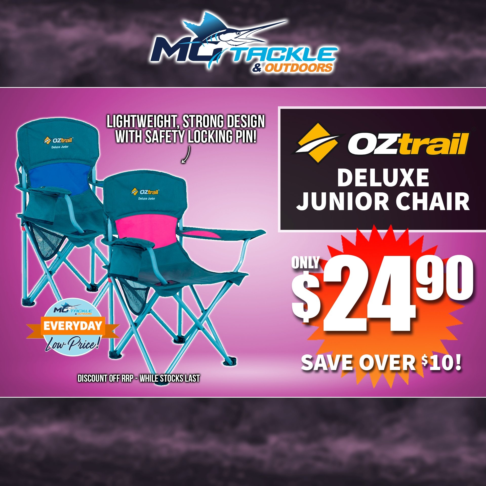 OZTRAIL DELUXE JUNIOR CHAIR only $24.90