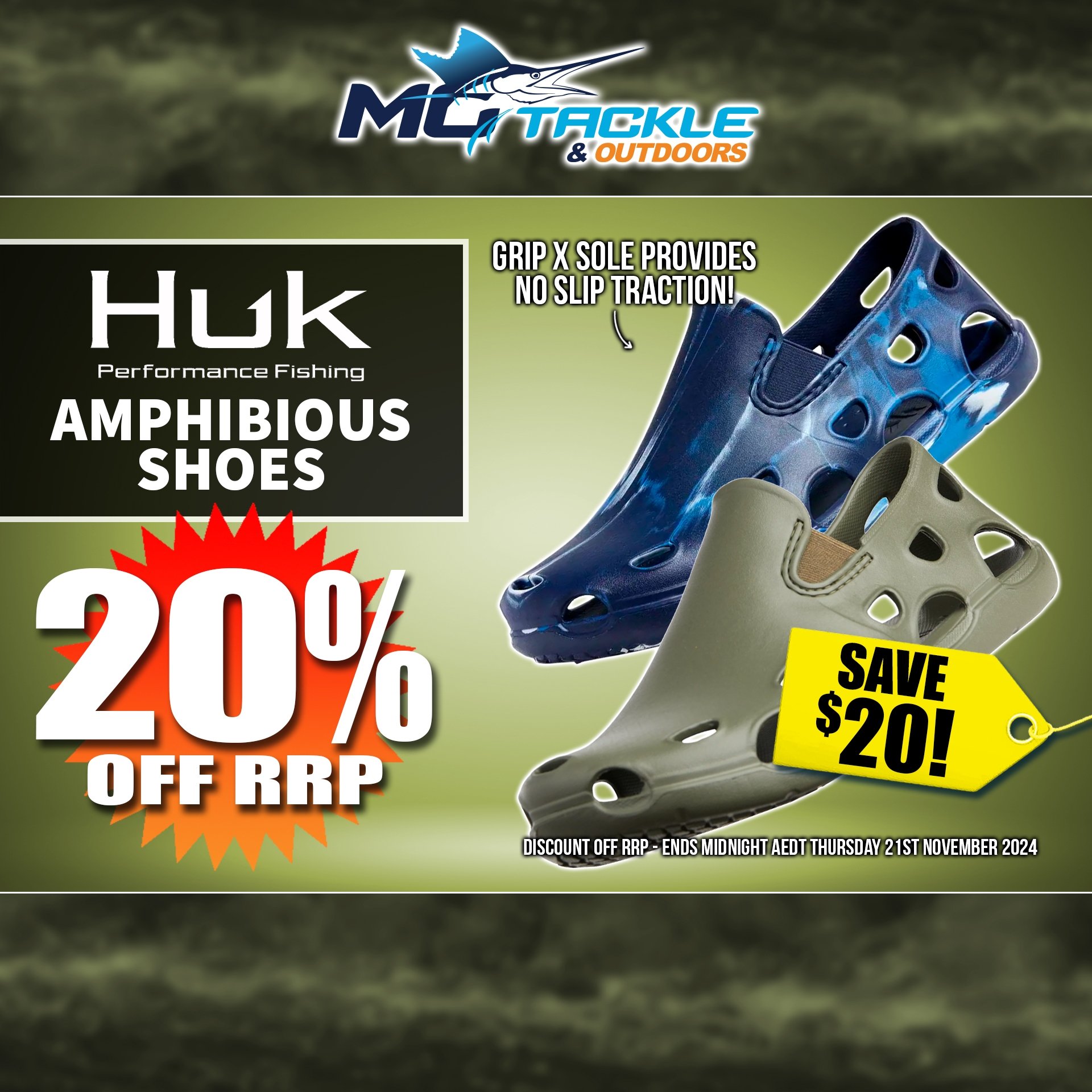 20% off Huk Amphibious Shoes