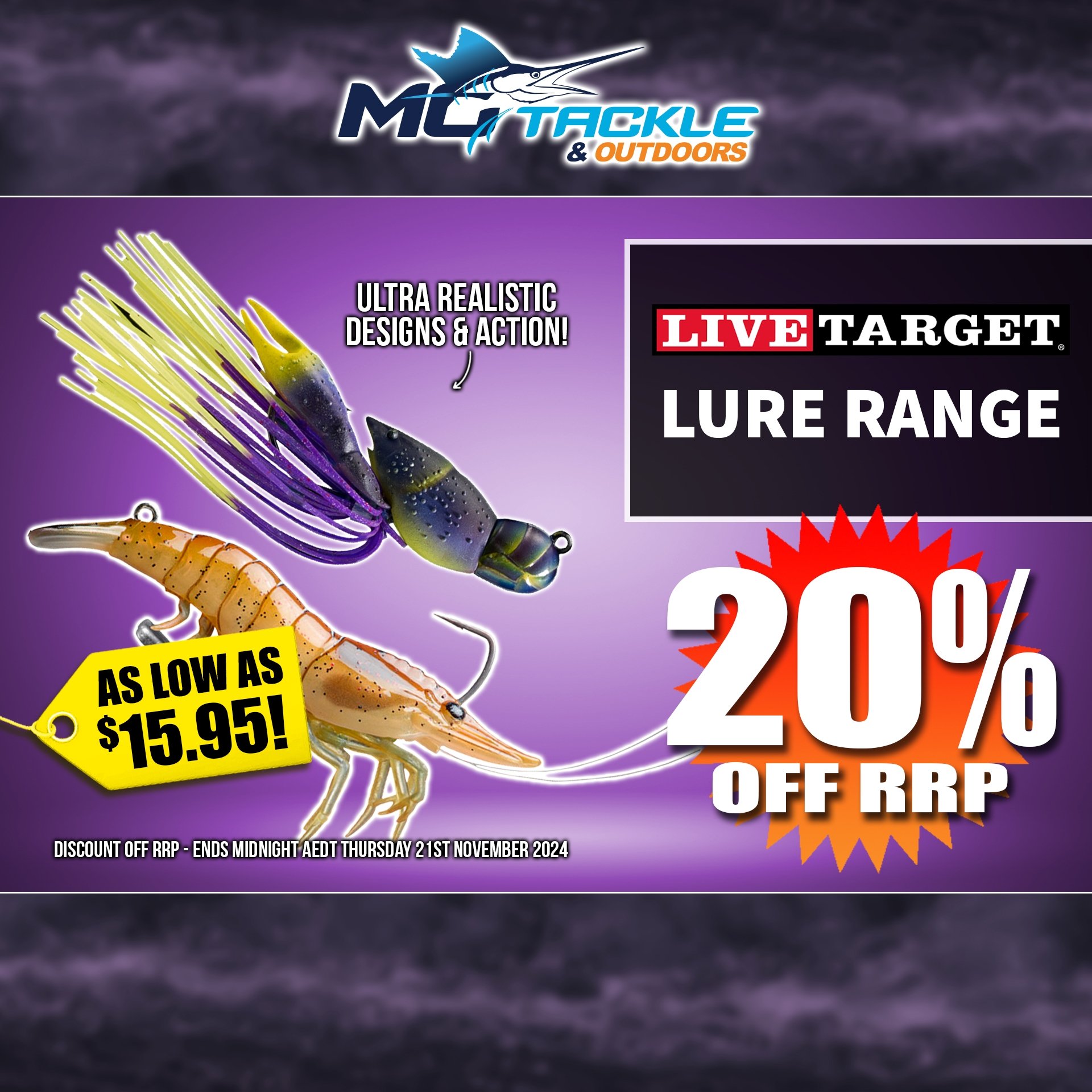 20% off Live Target Lure Range