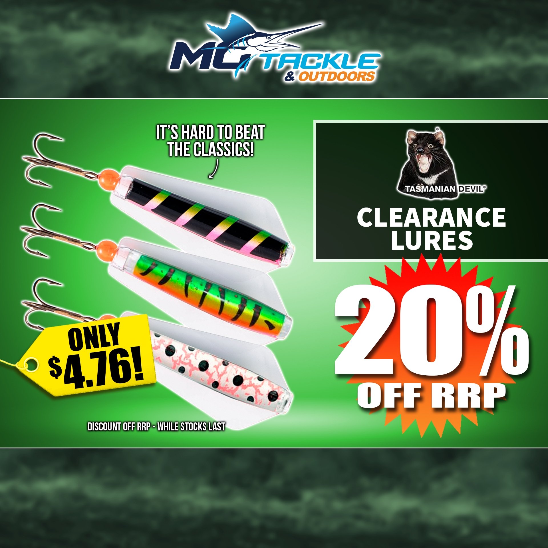 20% off WIGSTONS TASSIE DEVIL LURE - CLEARANCE