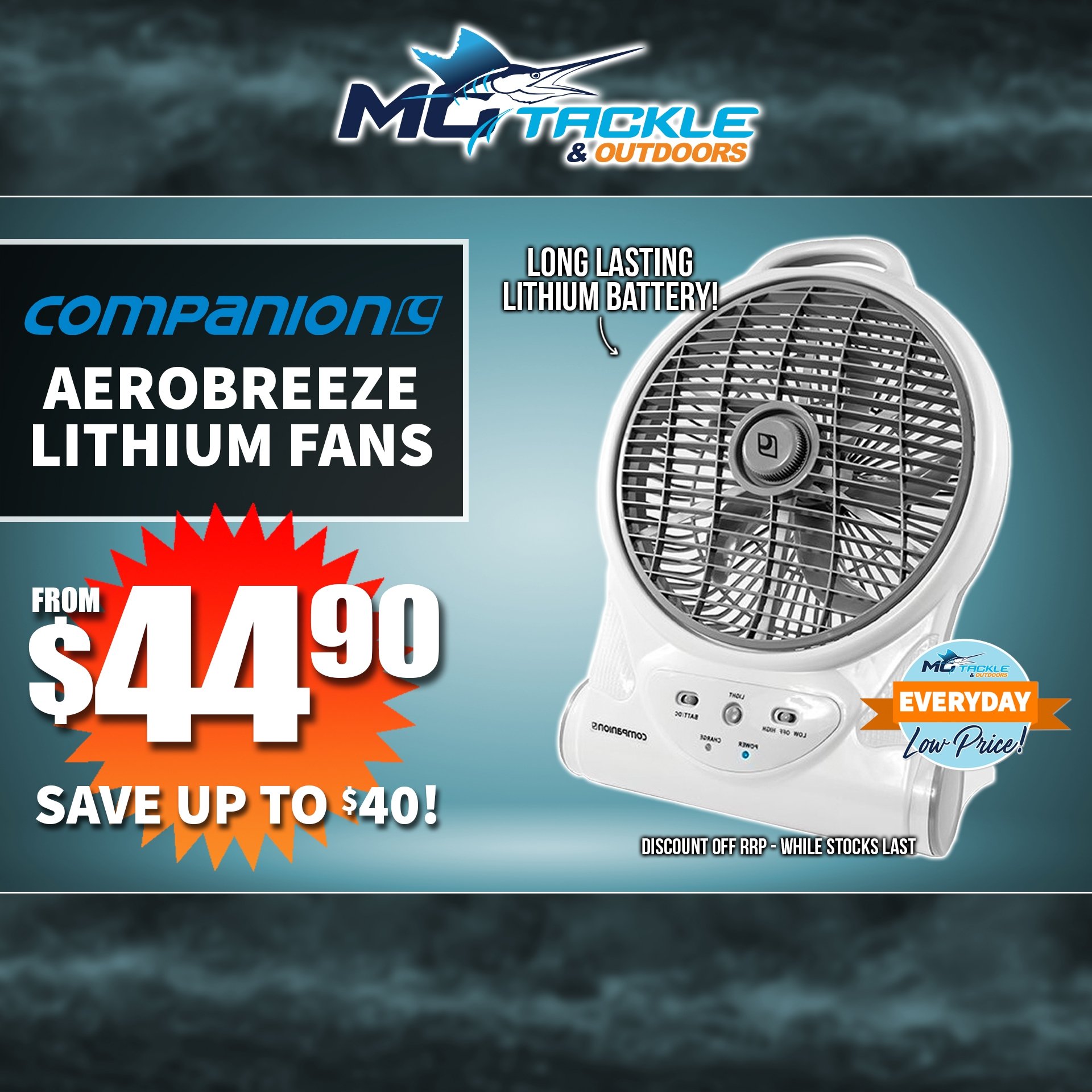 COMPANION AEROBREEZE LITHIUM FAN from $44.90