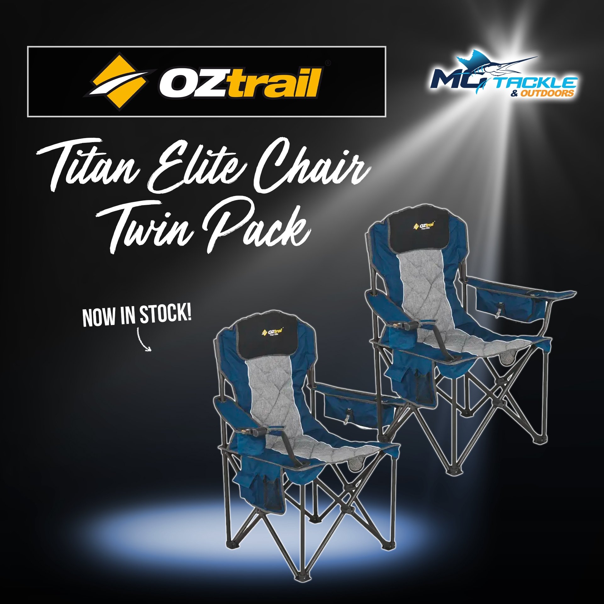 New - OZTRAIL TITAN ELITE CHAIR TWIN PACK