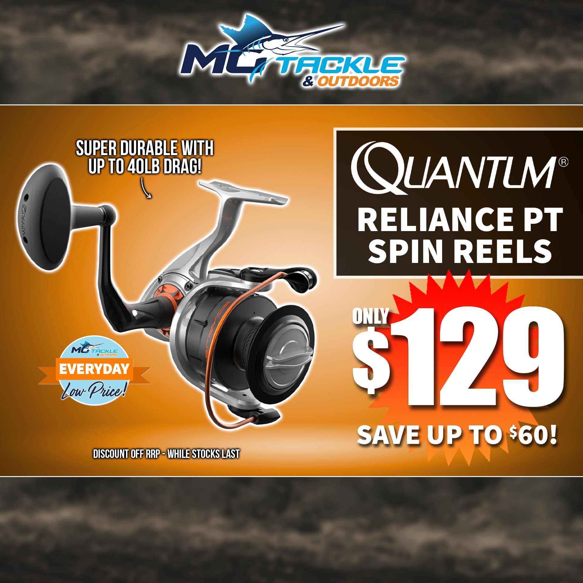 QUANTUM RELIANCE PT SPIN REEL only $129