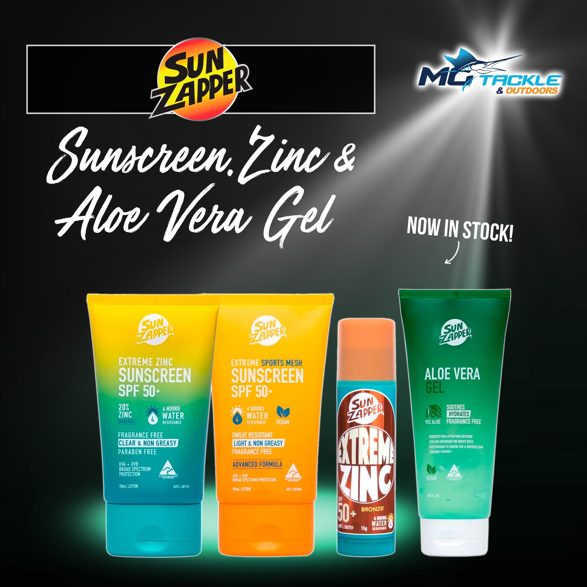 New - Sun Zapper Sunscreen, Zinc & Aloe Vera Gel