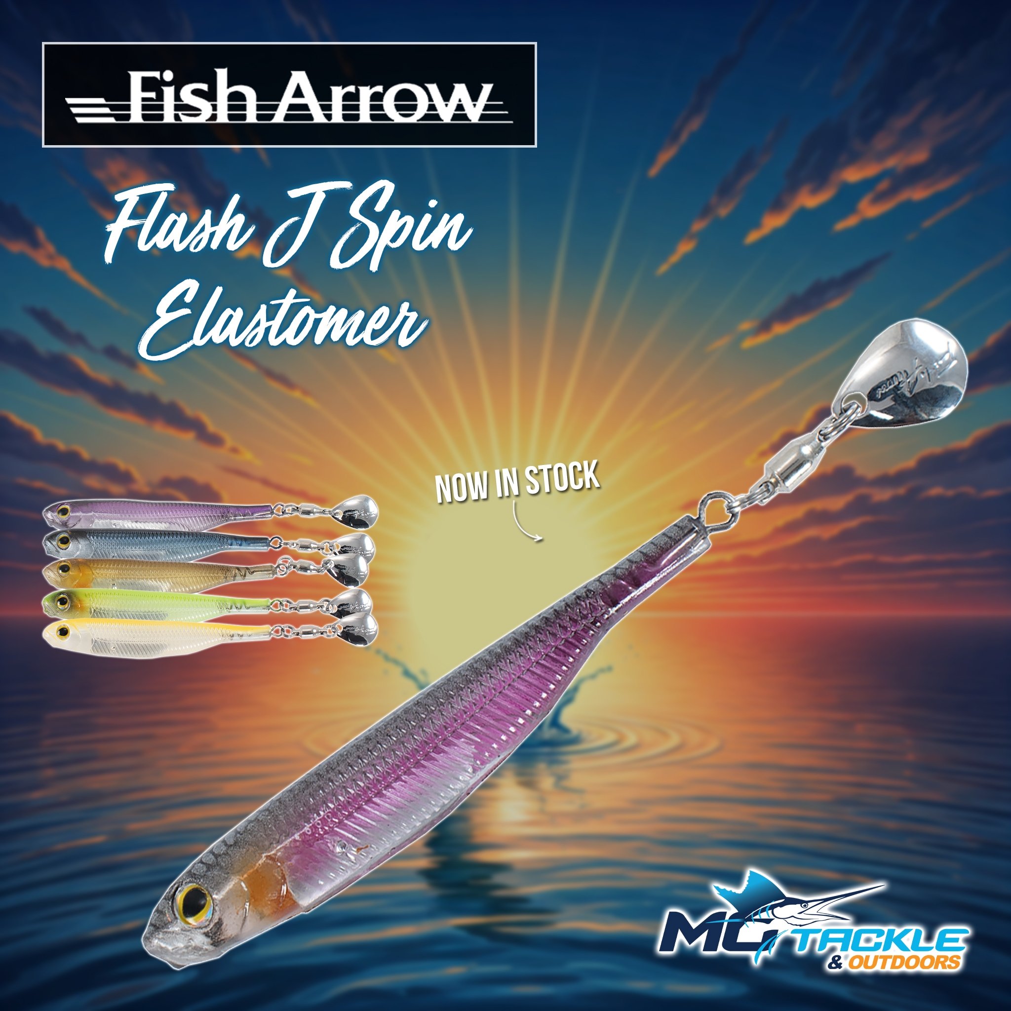 New - FISH ARROW FLASH J SPIN ELASTOMER LURE