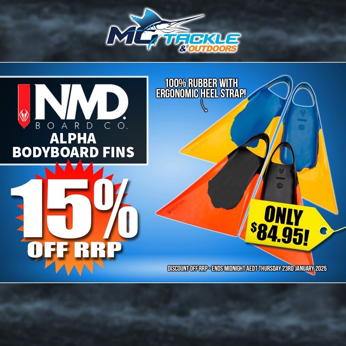 15% off NMD ALPHA BODYBOARD FINS