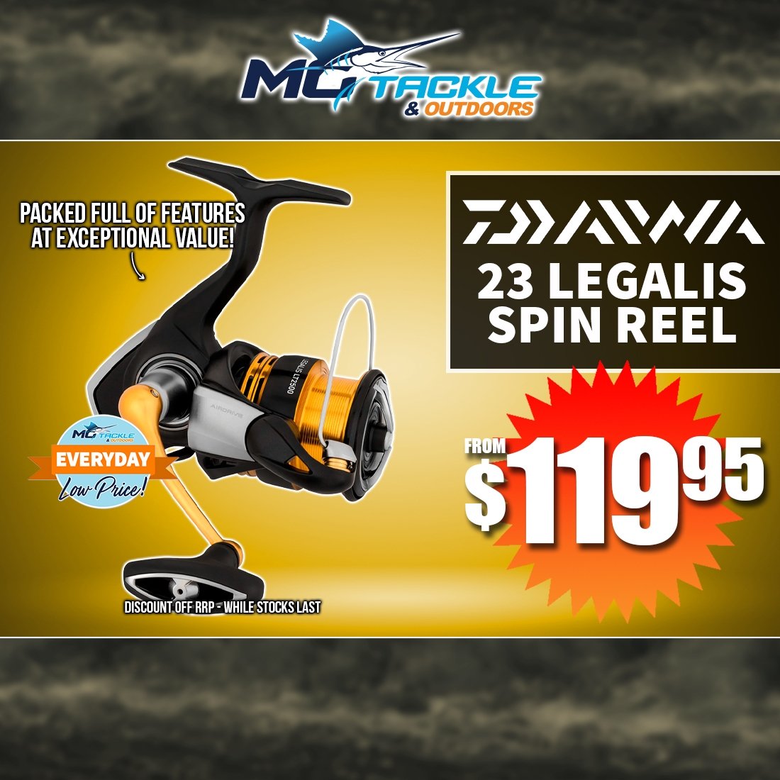 DAIWA 23 LEGALIS SPIN REEL from $119.95