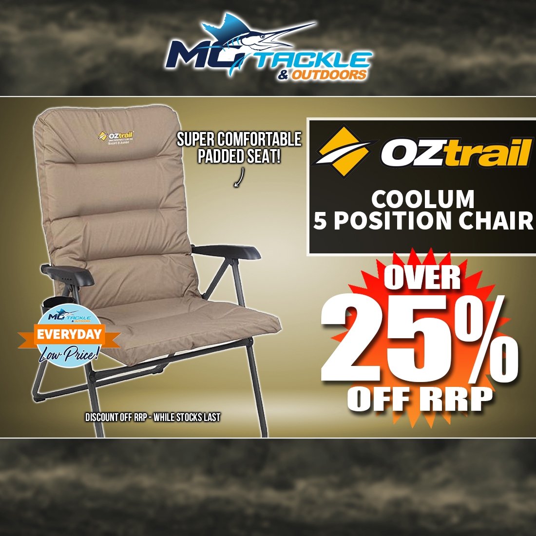 25% off OZTRAIL Coolum 5 Position Chair