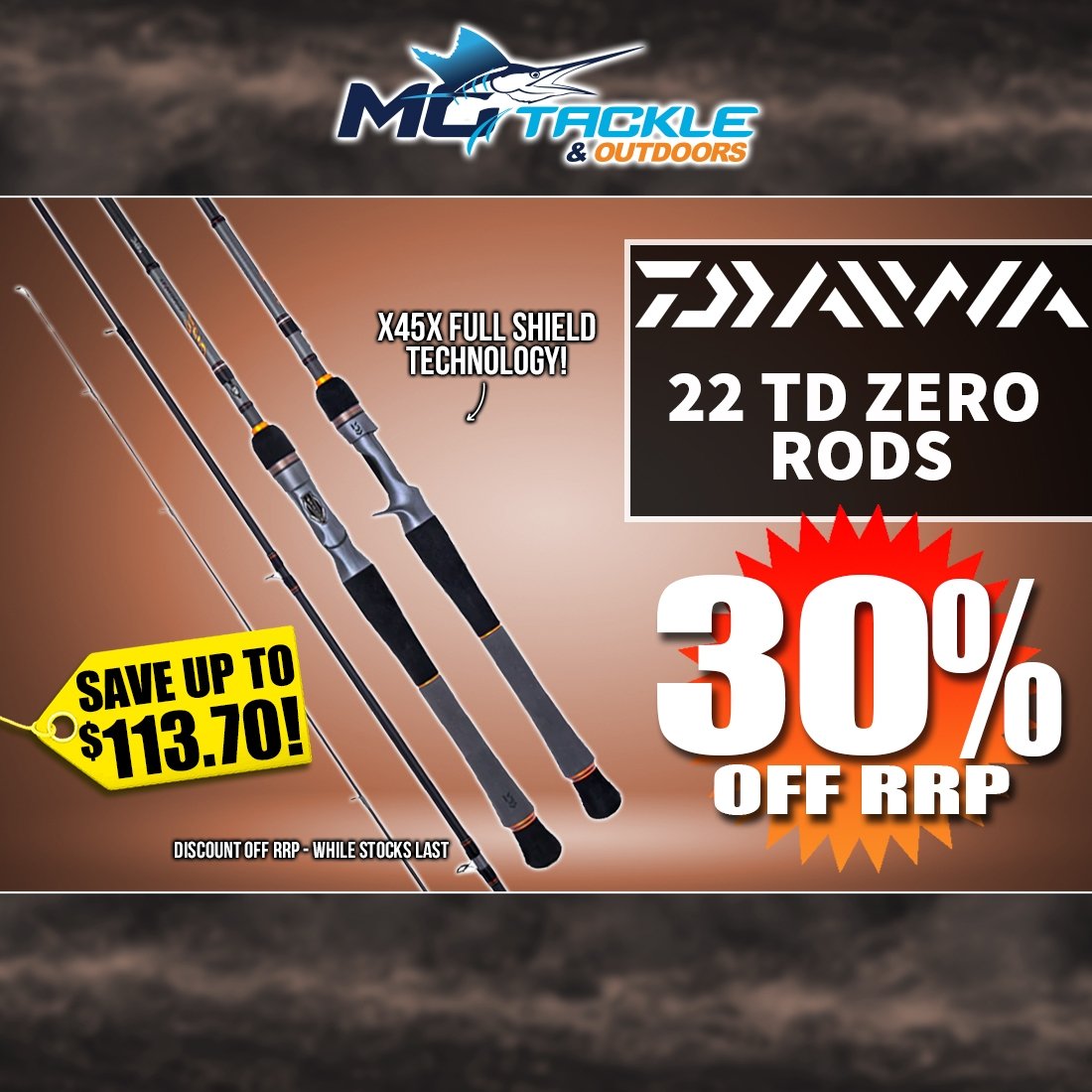 30% off DAIWA 22 TD Zero Rods