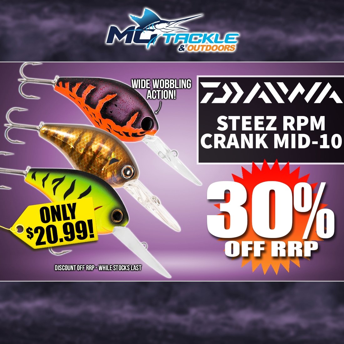 30% off DAIWA Steez RPM Crank Mid-10