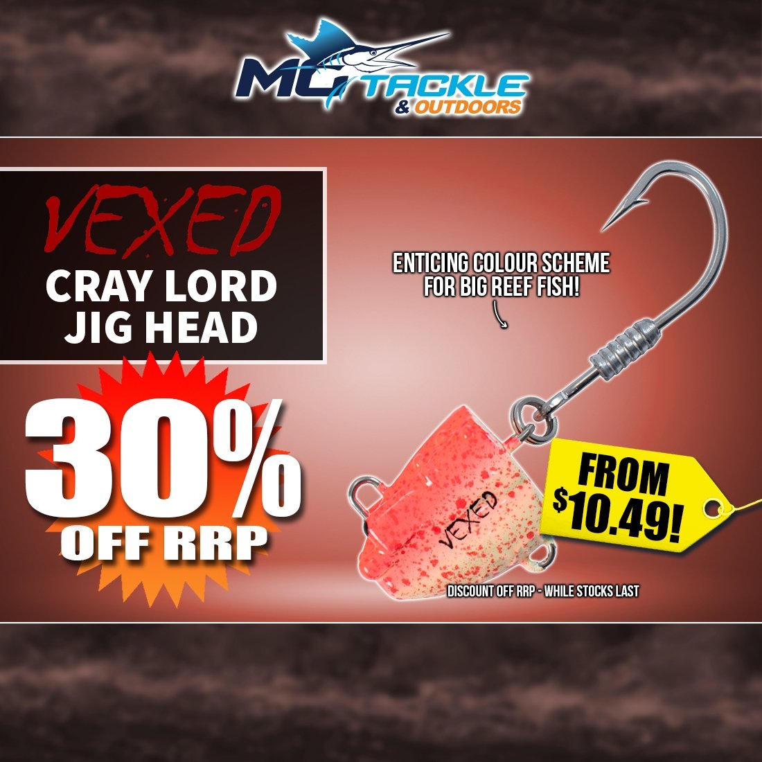 30% off VEXED CRAY LORD JIG HEAD