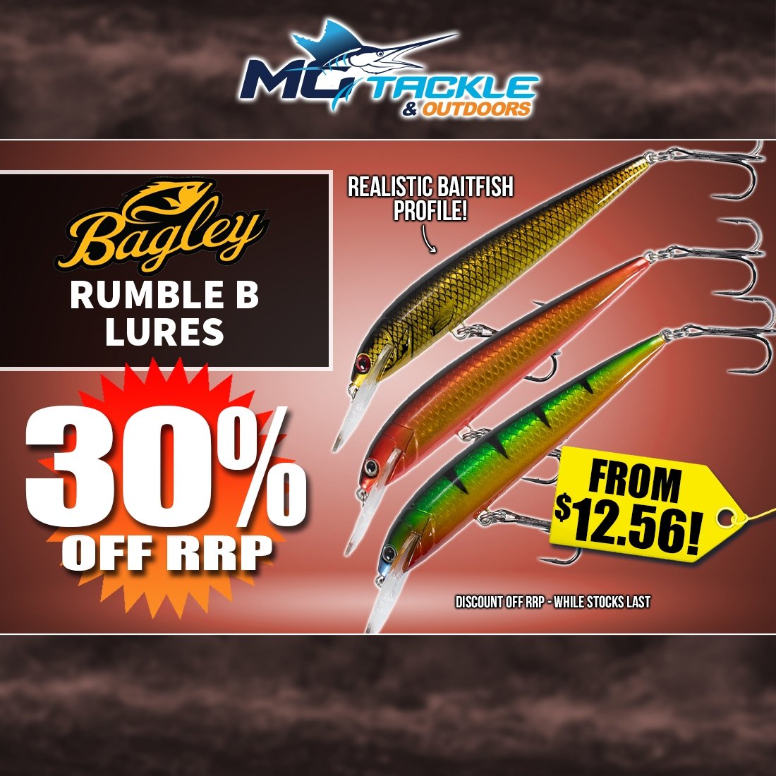 30% off BAGLEY RUMBLE B LURES!