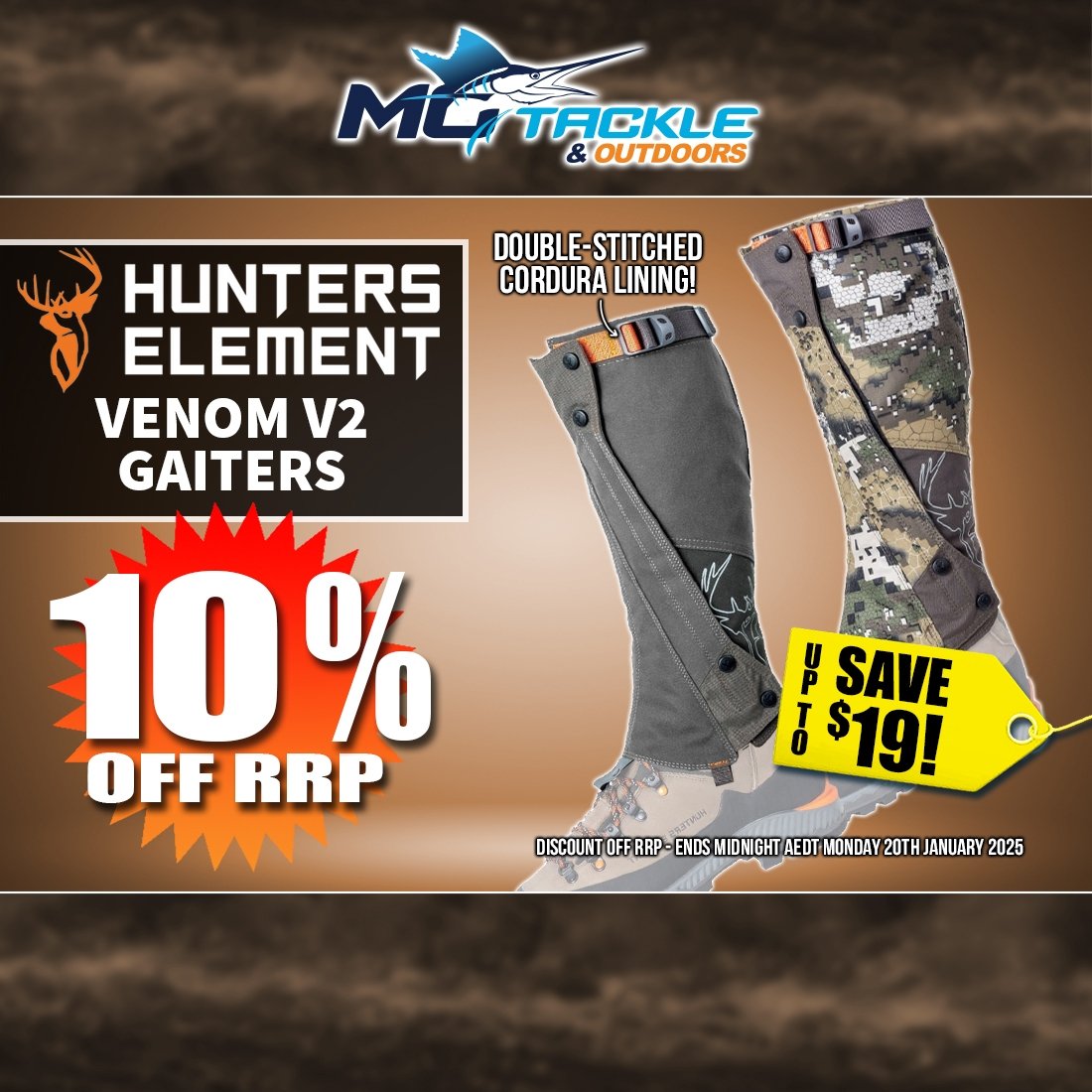 10% off HUNTERS ELEMENT VENOM GAITERS