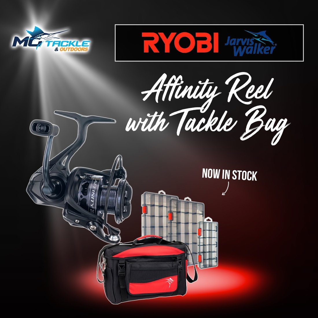 New - RYOBI AFFINITY SPIN REEL W/ TACKLE BAG