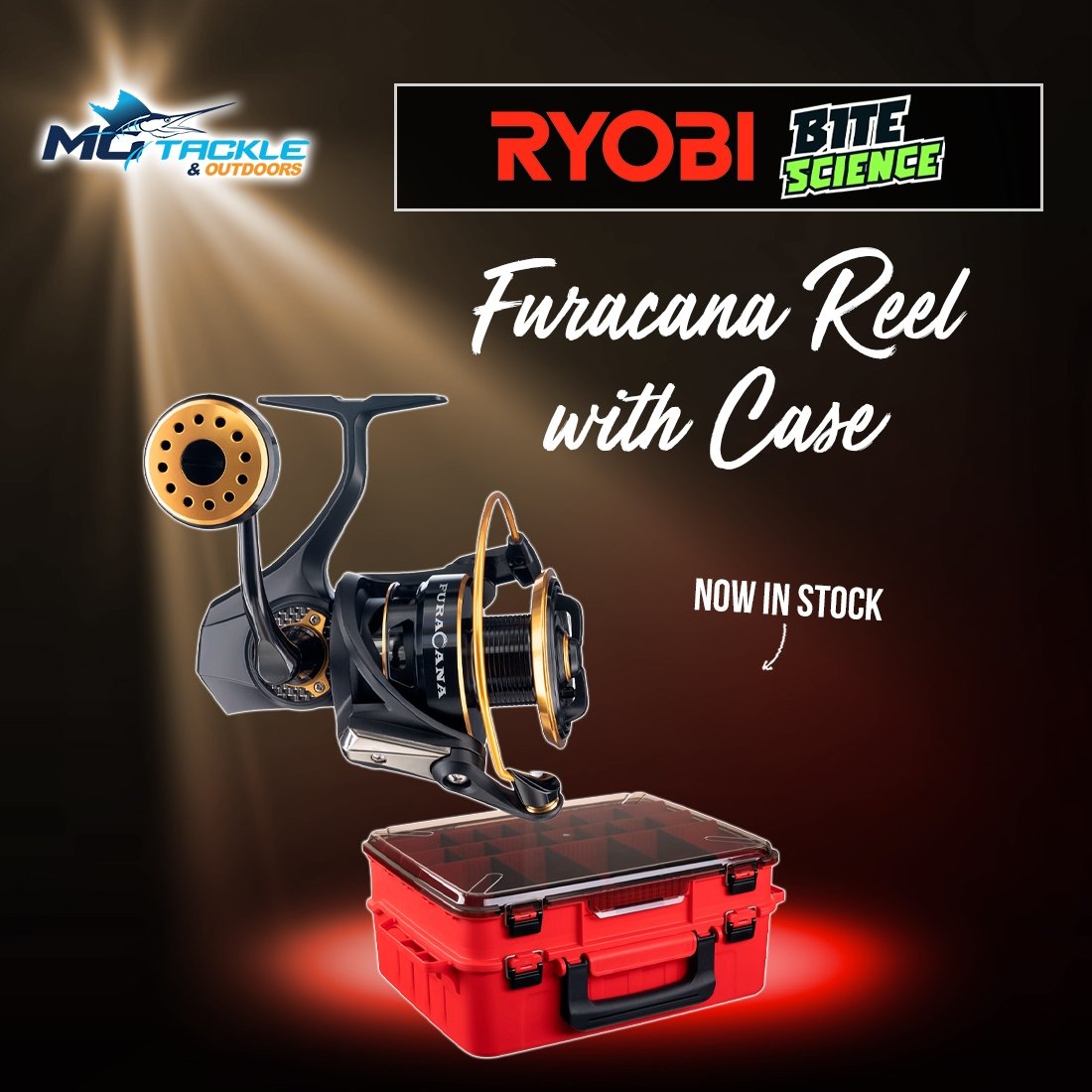 New - RYOBI FURACANA SPIN REEL W/ BITE SCIENCE CASE