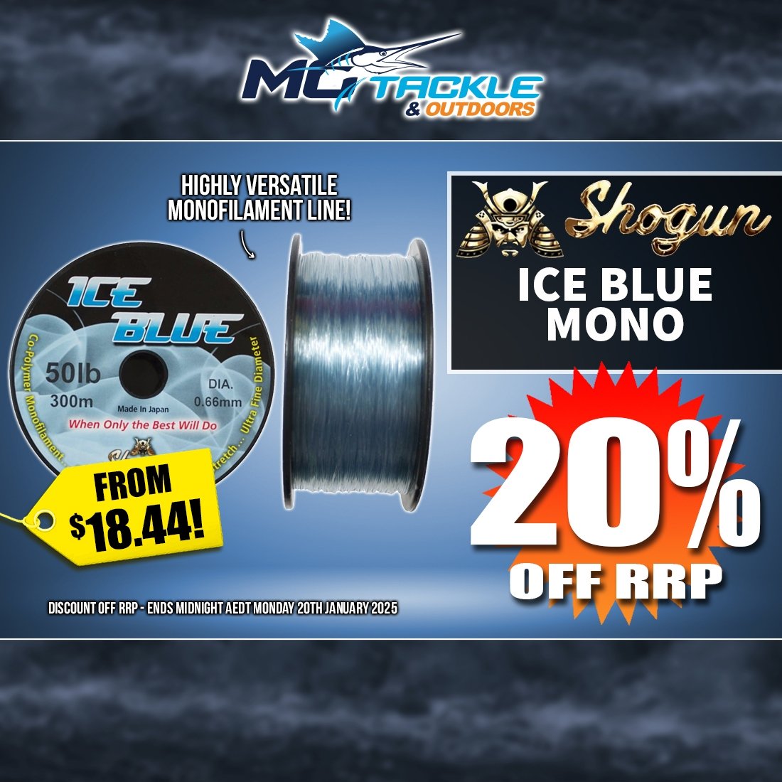 20% off SHOGUN ICE BLUE MONO!