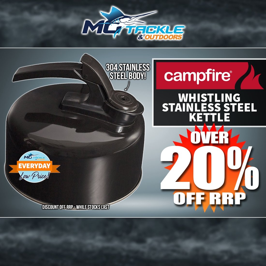 20% off CAMPFIRE Whistling Kettle