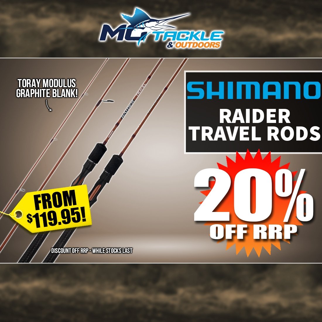 20% off SHIMANO Raider Travel Rods