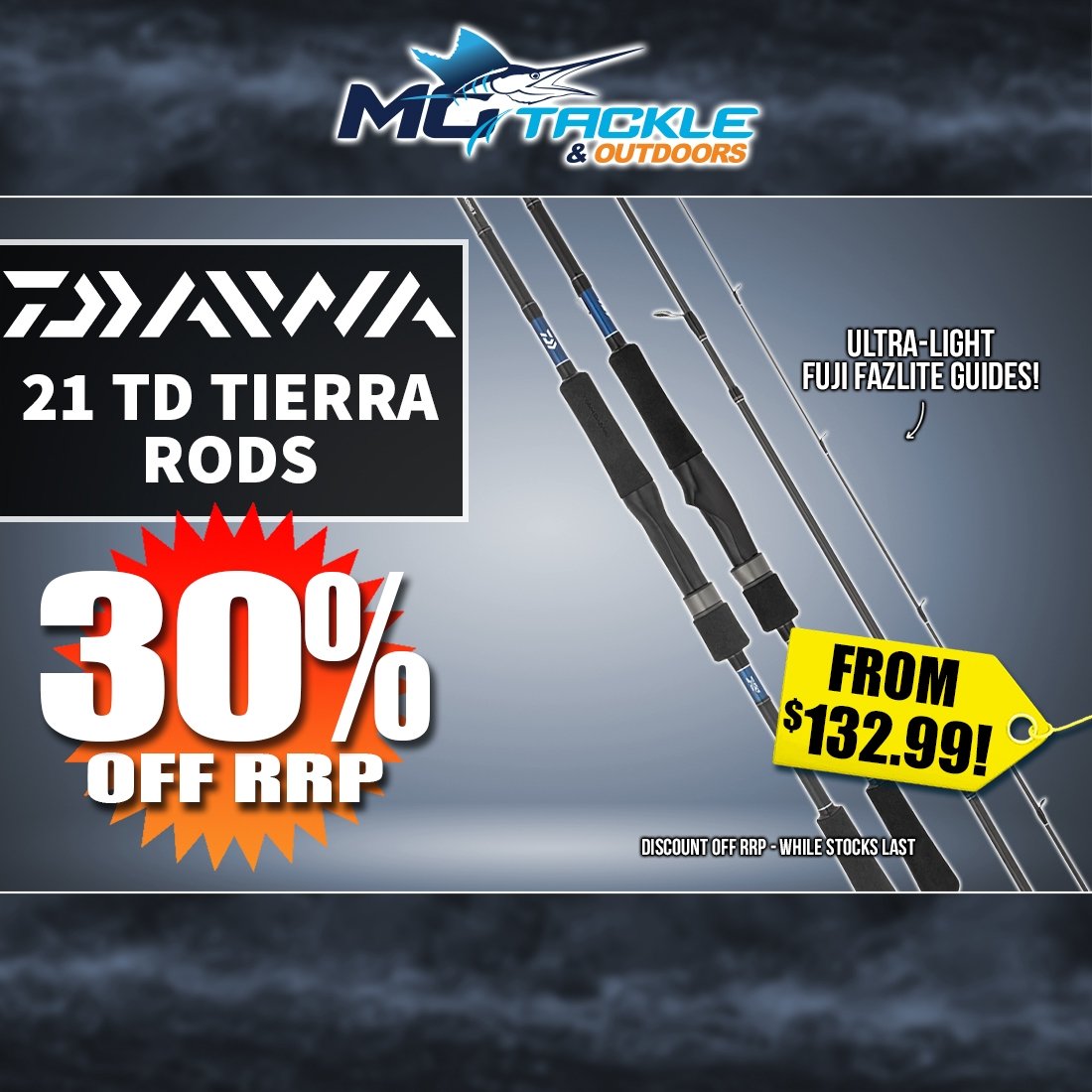 30% off DAIWA 21 Tierra Rods