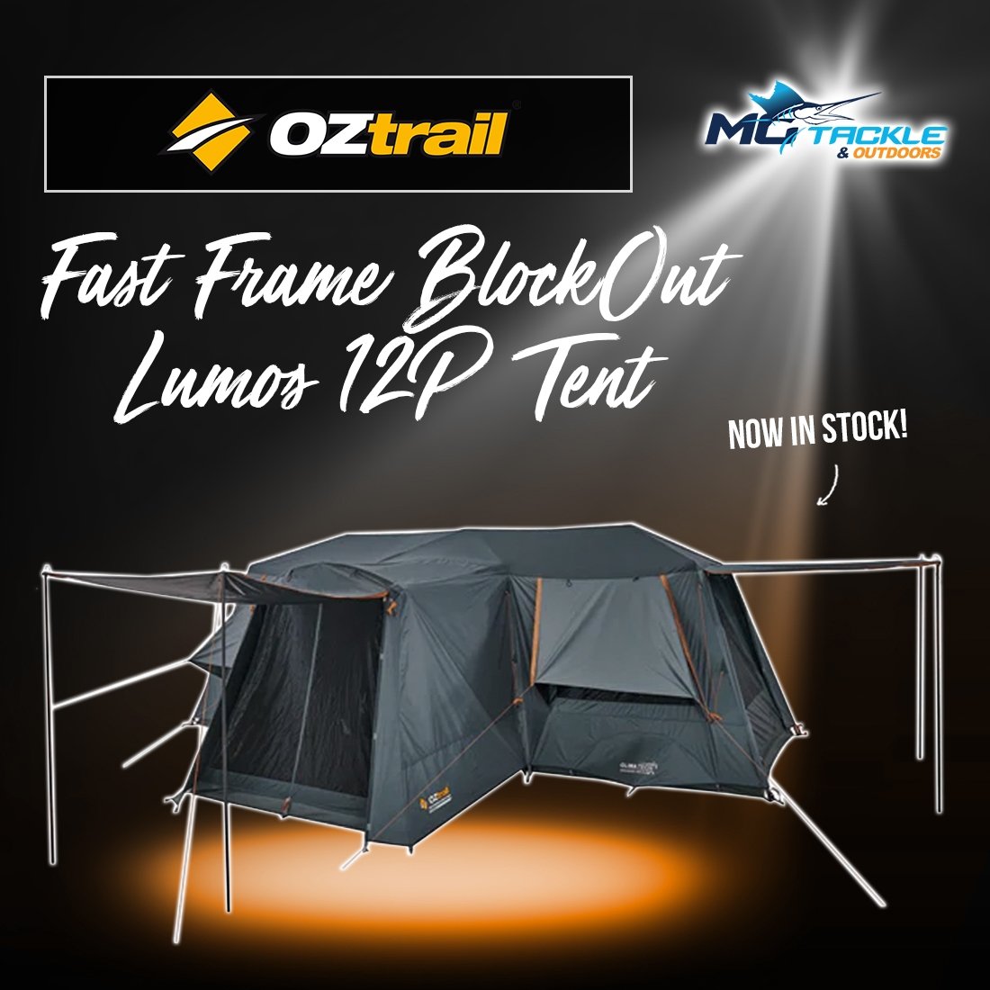 NEW - Oztrail Fast Frame BlockOut Lumos 12P Tent