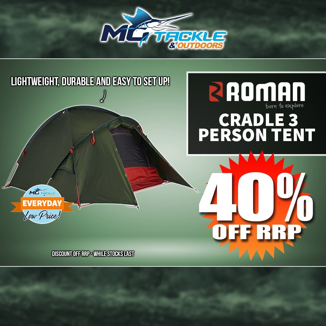 40% off Roman Cradle 3 Person Tent