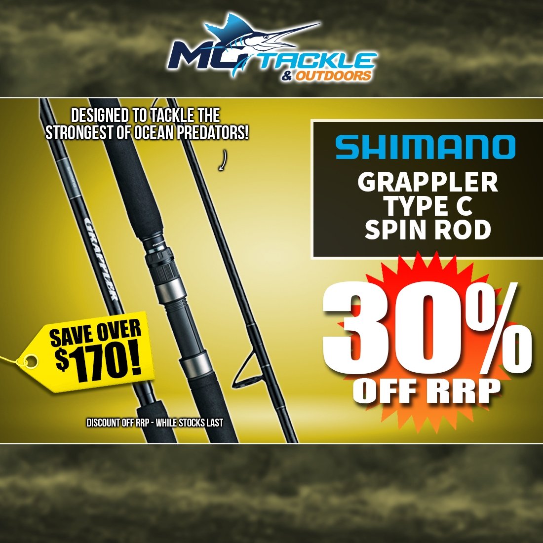 30% off Shimano Grappler Type C Spin Rod 