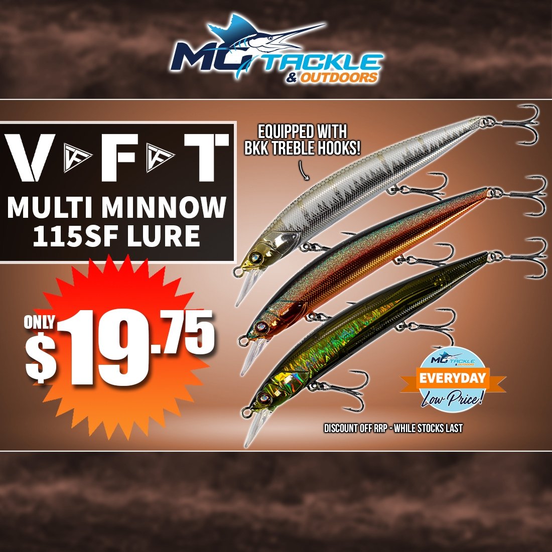 VFT Multi Minnow 115SF Lures only $19.75