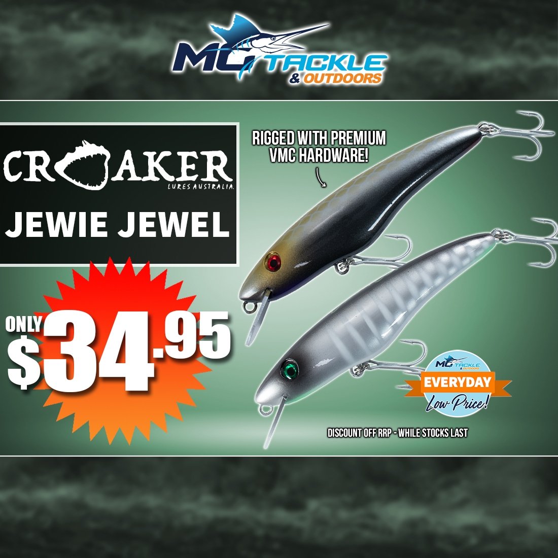 CROAKER Lures Jewie Jewel only $34.95