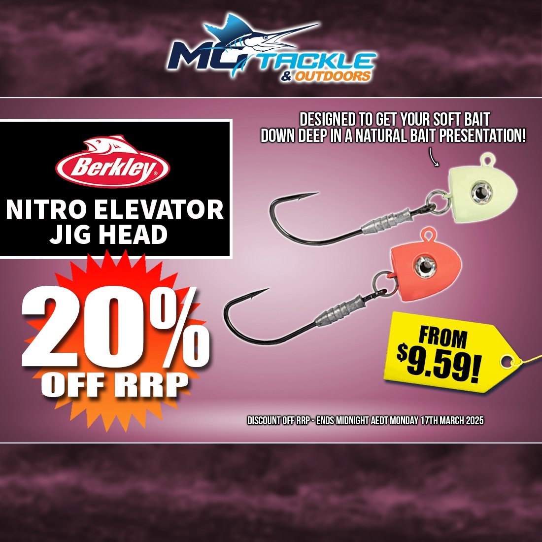 20% off Berkley Nitro Elevator Jig Head