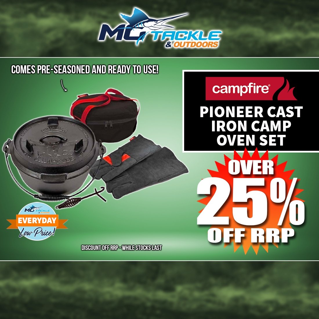 Over 25% off Campfire Pioneer Duo Lid Cast Iron Duo Camp Oven Set