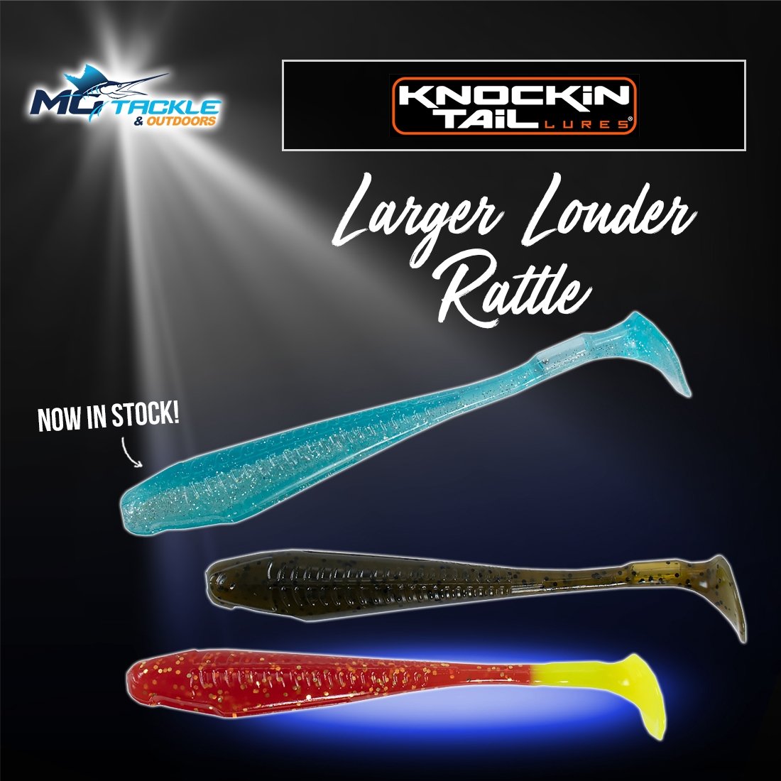 NEW - Knockin Tail Lures Larger Louder Rattle Lure