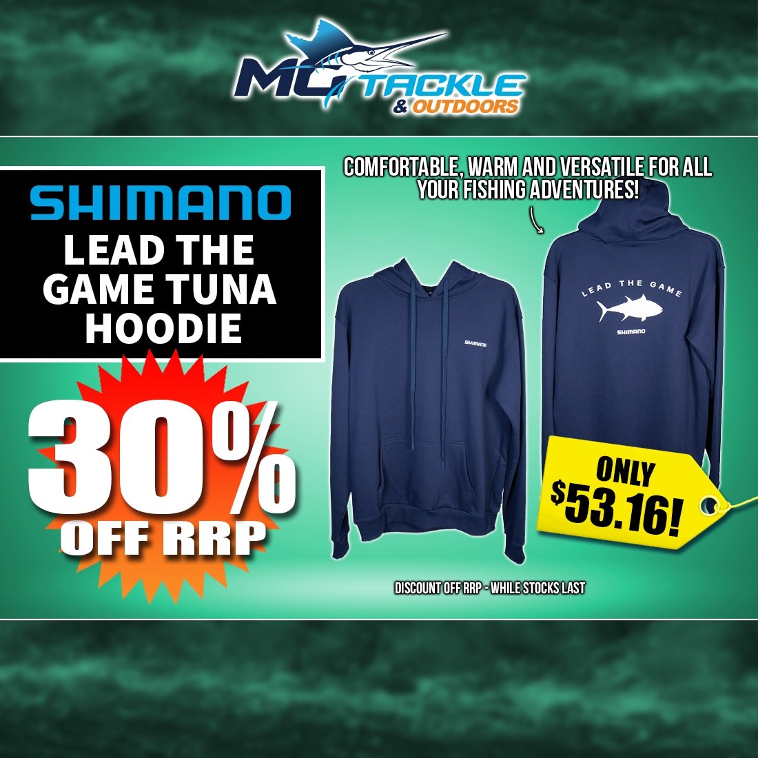 30% off Shimano Lead The Game Tuna Hoodie