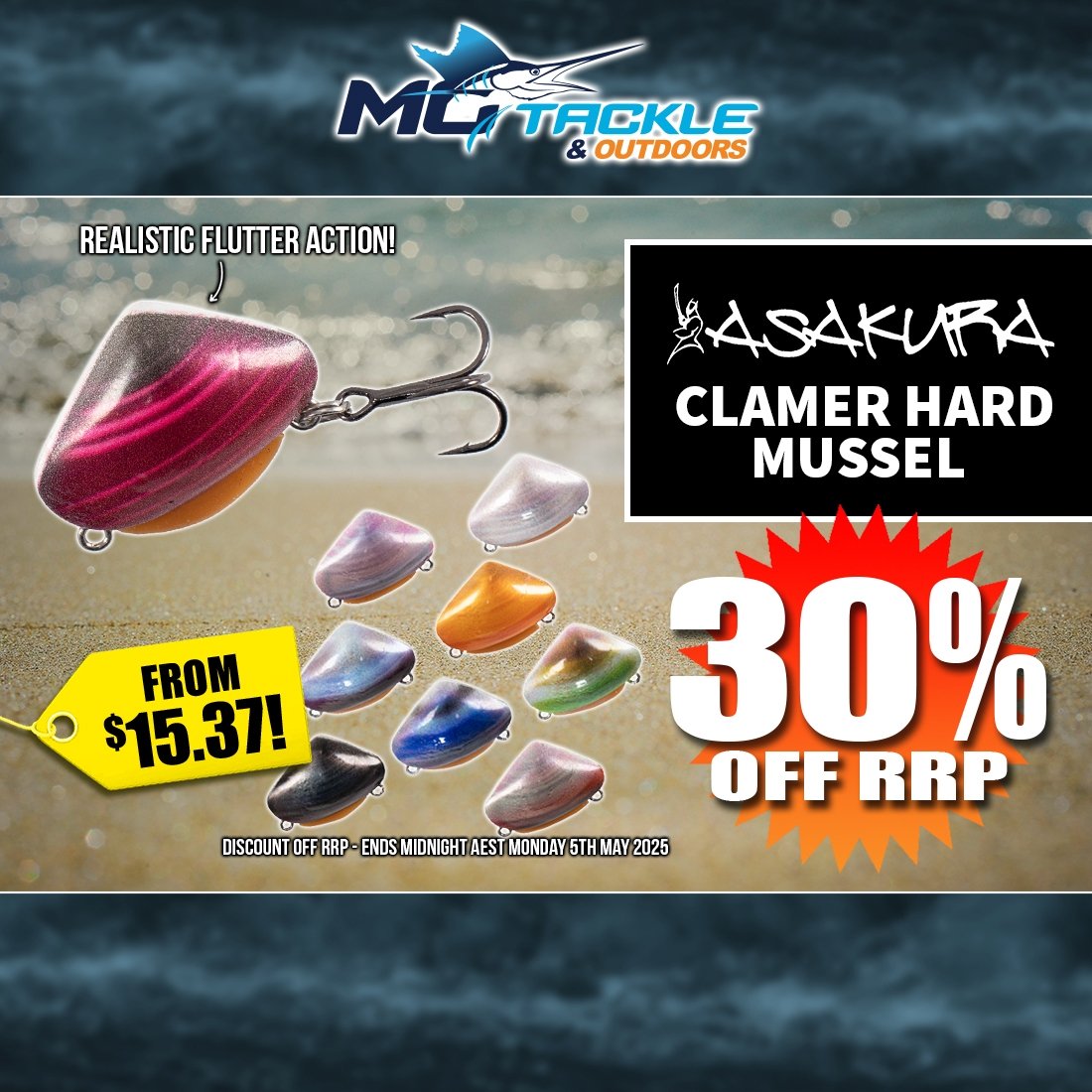 30% off Asakura Clamer Hard Mussel Lure