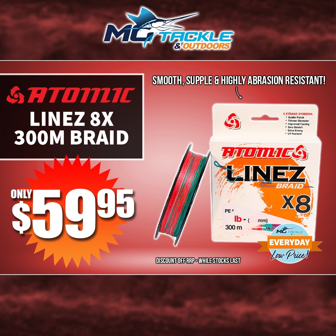 ATOMIC LINEZ BRAID 8X - 300M only $59.95